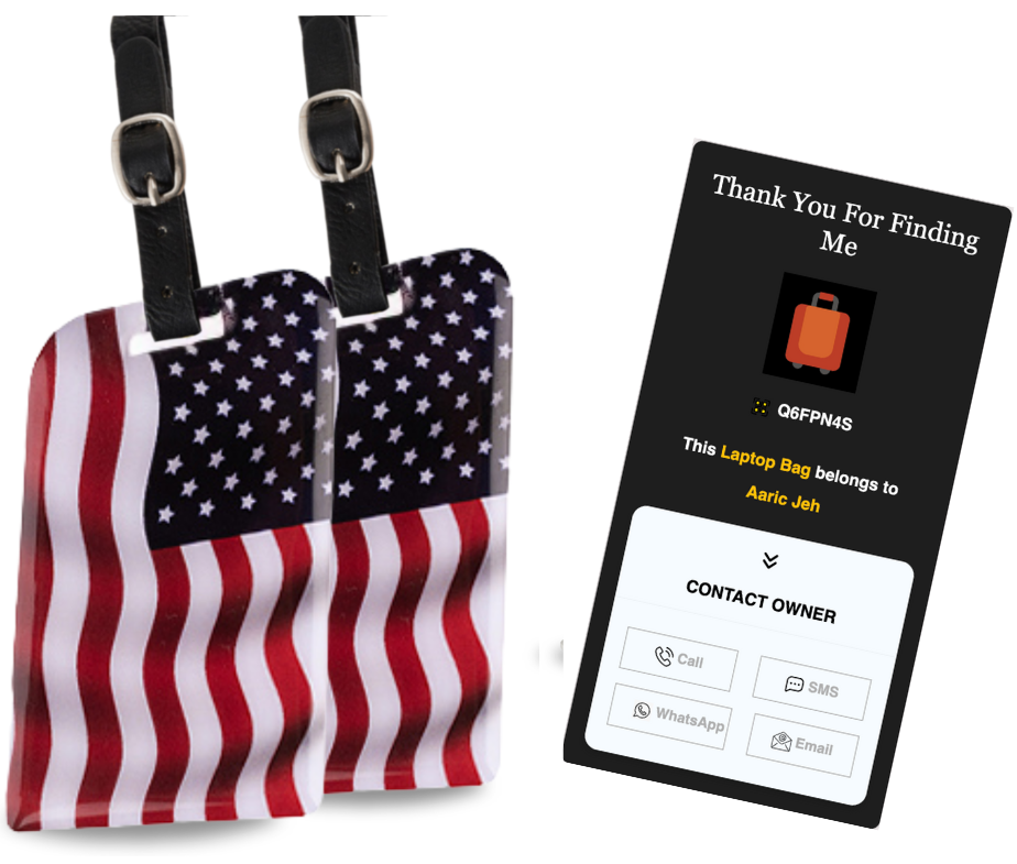 Smart Bag Security Tag - USA Flag [Pack 2]