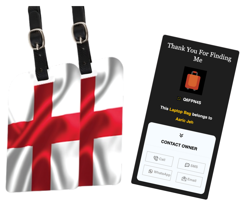 Smart Bag Security Tag - England Flag [Pack 2]
