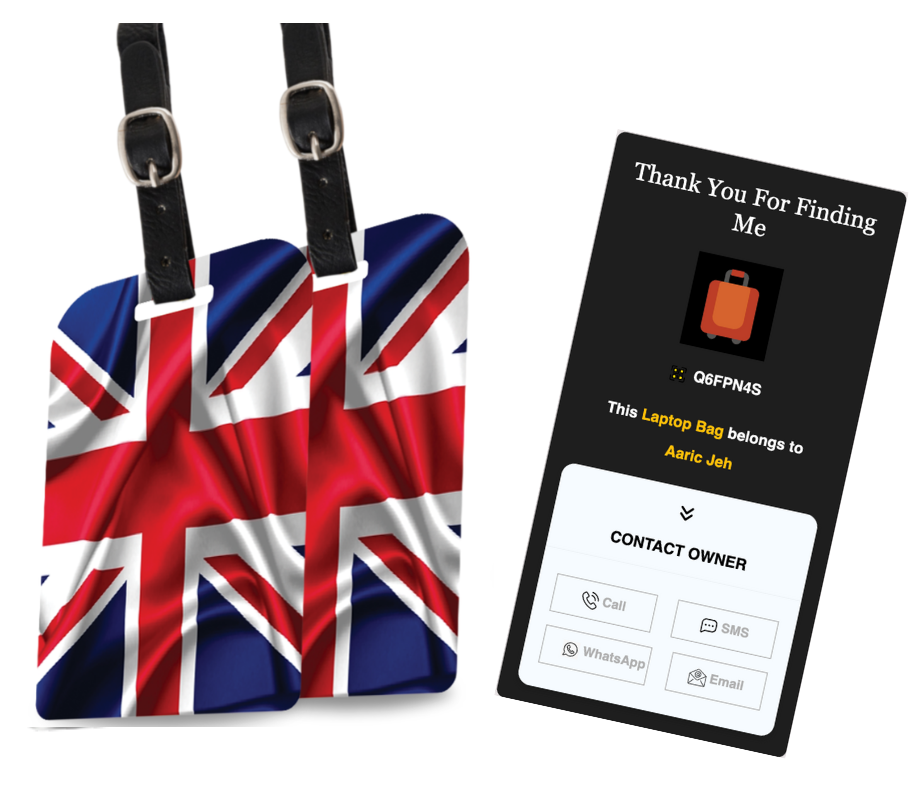 Smart Bag Security Tag - Great Britain Flag [Pack 2]