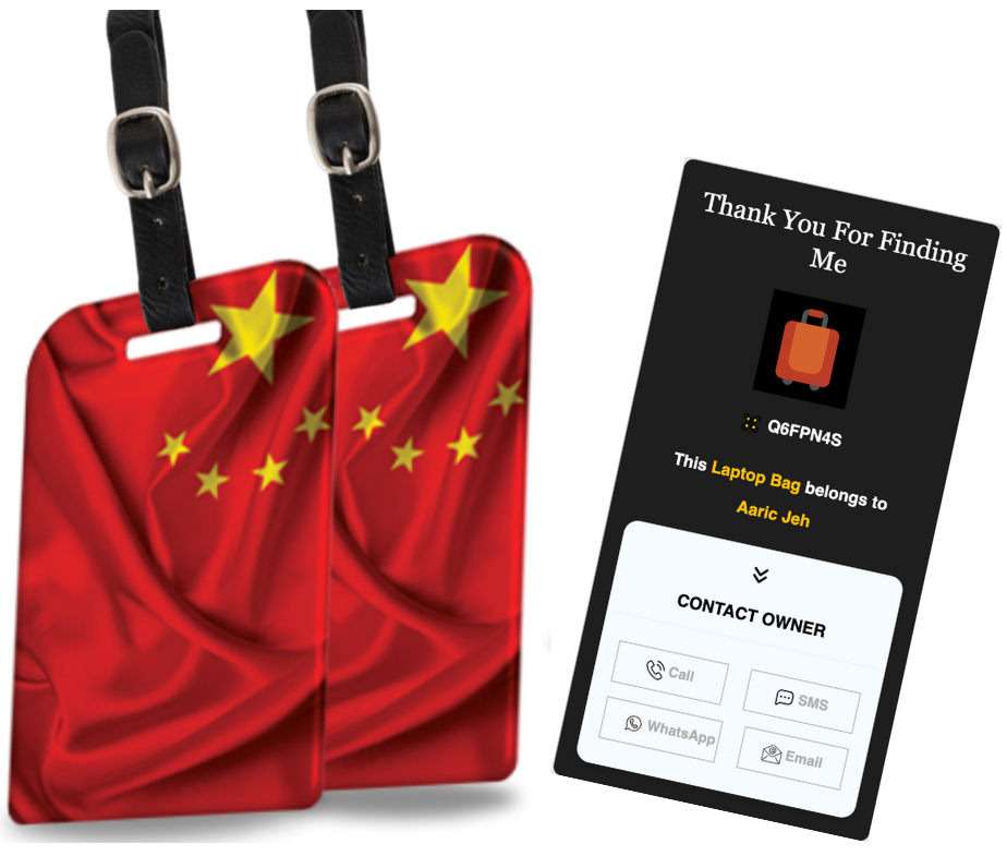 Smart Bag Security Tag - China Flag [Pack 2]