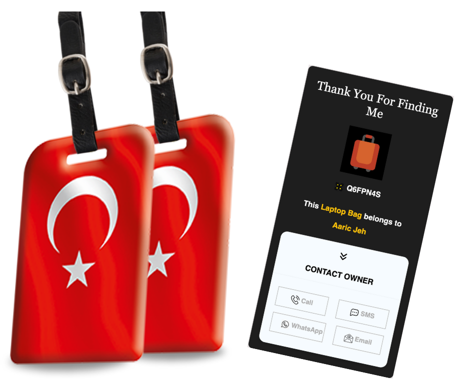 Smart Bag Security Tag - Turkey Flag [Pack 2]