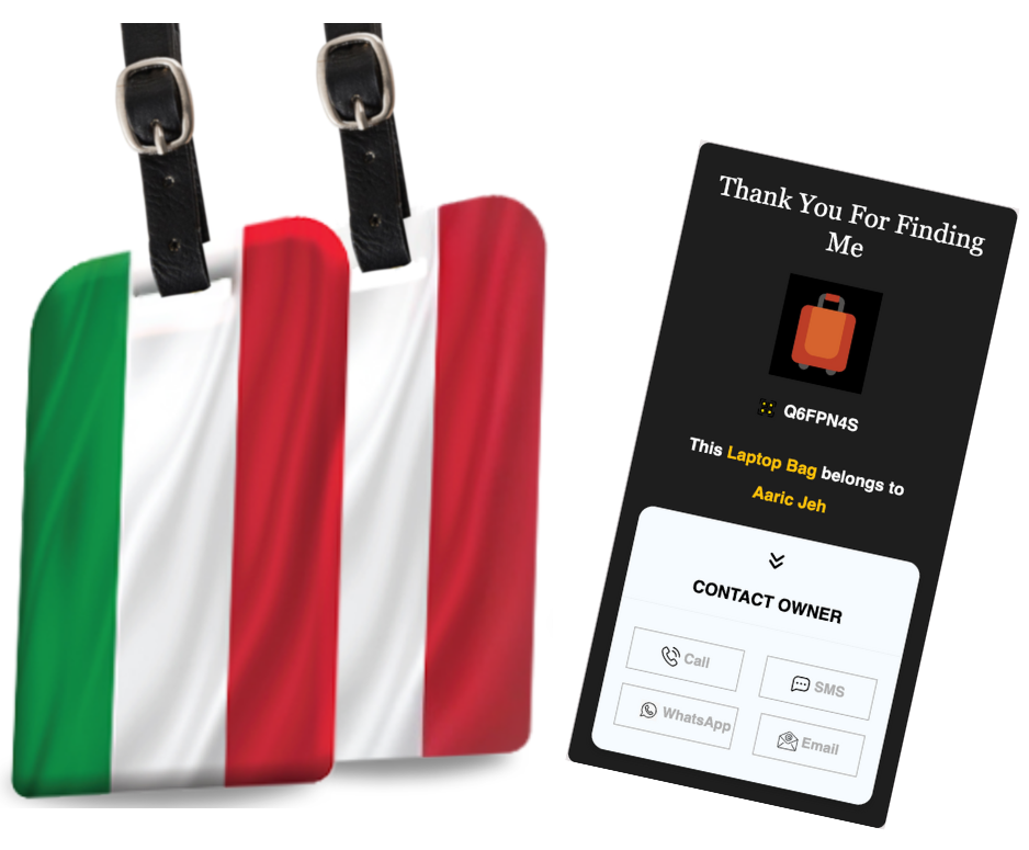 Smart Bag Security Tag - Italy Flag [Pack 2]
