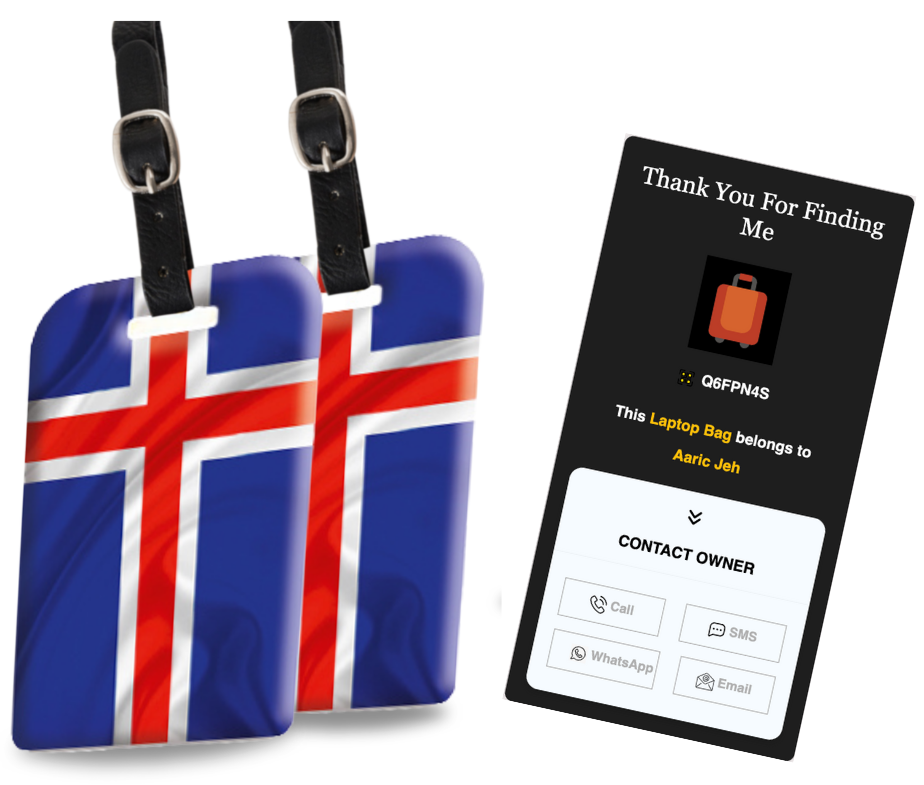 Smart Bag Security Tag - Iceland Flag [Pack 2]