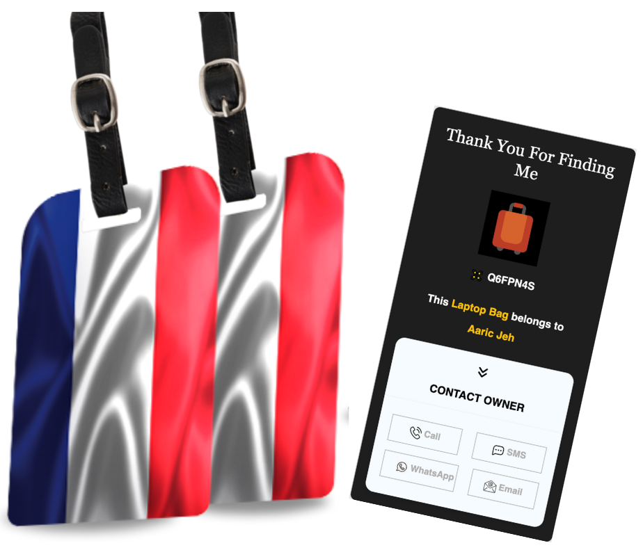 Smart Bag Security Tag - France Flag [Pack 2]