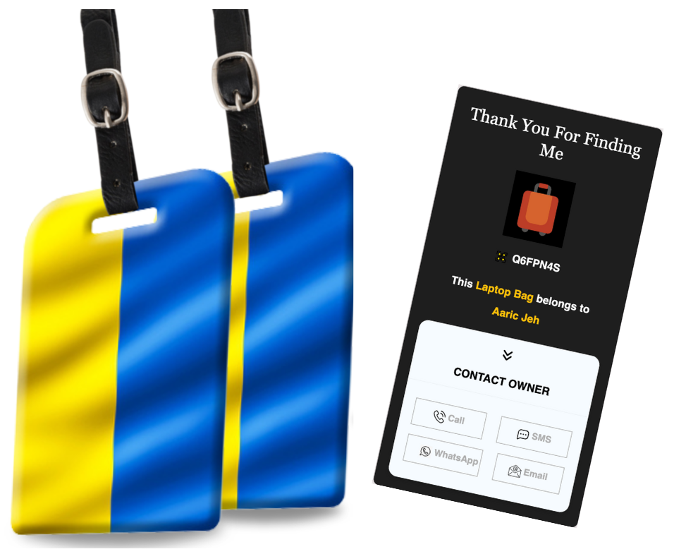 Smart Bag Security Tag - Ukraine Flag [Pack 2]