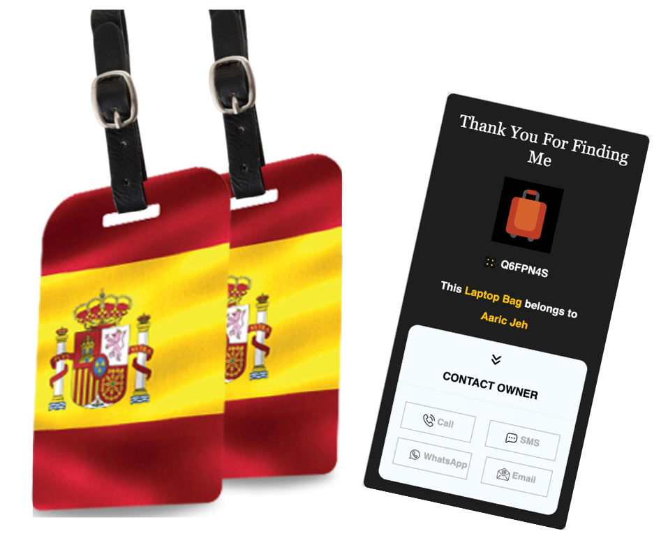 Smart Bag Security Tag - Spain Flag [Pack 2]