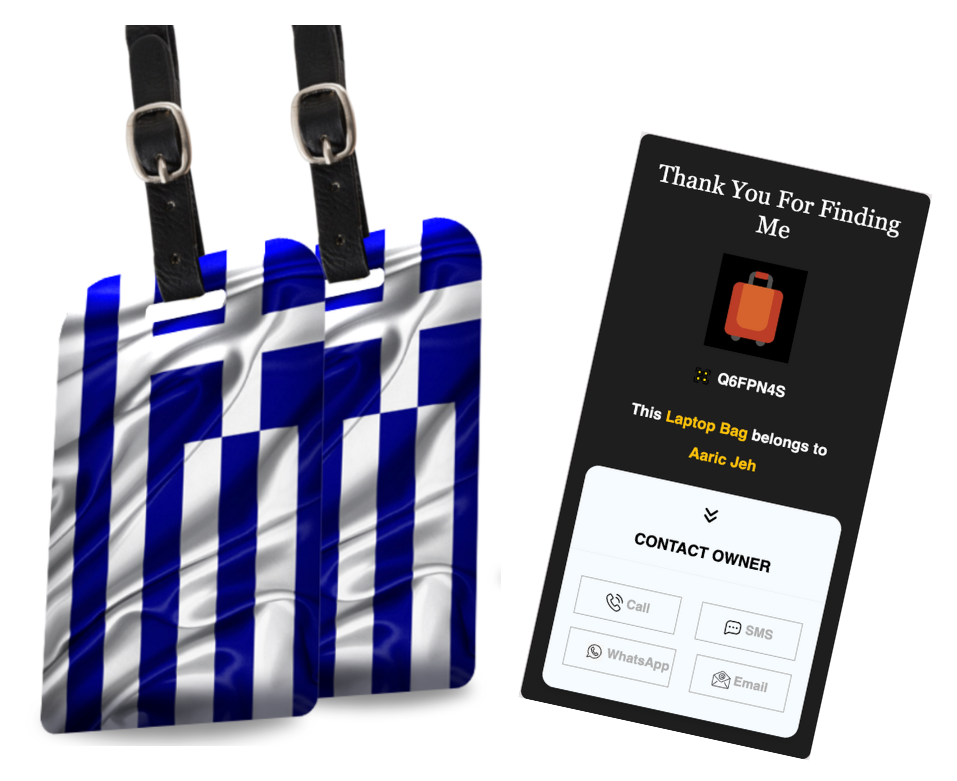 Smart Bag Security Tag - Greece Flag [Pack 2]