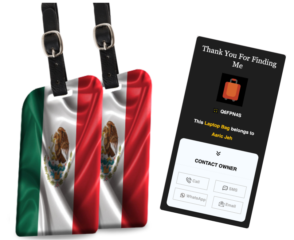 Smart Bag Security Tag - Mexico Flag [Pack 2]